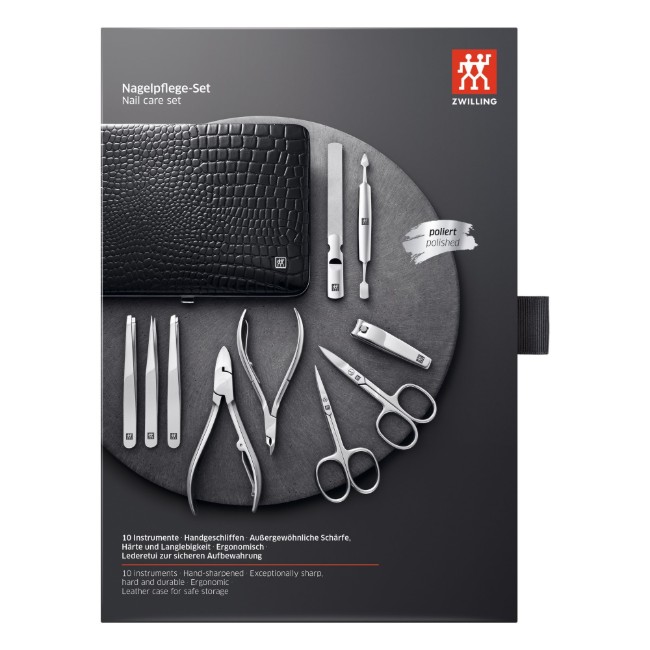 Комплект от неръждаема стомана от 10 части, каса с черна рамка - Zwilling Classic Inox