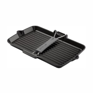 Правоъгълен грил тиган, чугун, 34x21 см, Black - Staub
