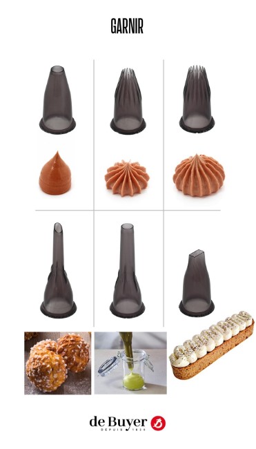 Комплект "Garnir" от 6 броя накрайници за сладкиши, тритан - марка "de Buyer".