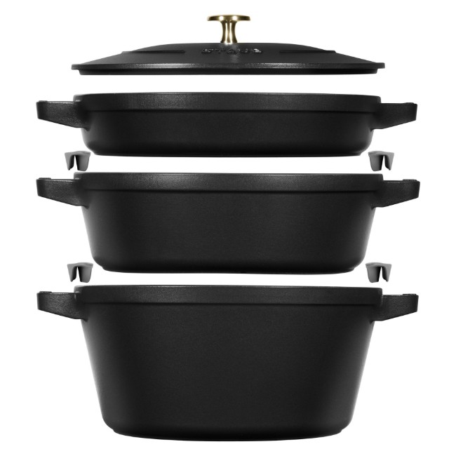 Комплект съдове Cocotte от 3 части, 24см, чугун, Black - Staub
