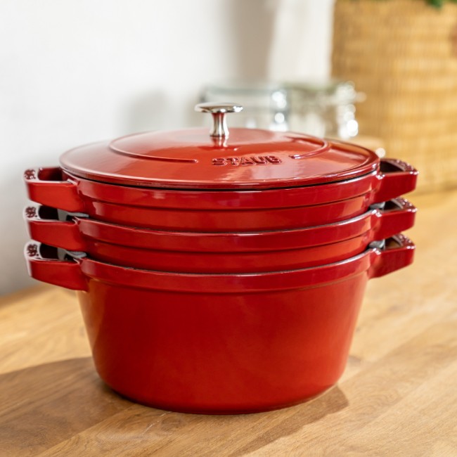 Комплект съдове Cocotte от 3 части, 24см, чугун, Cherry - Staub