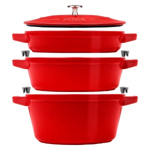 Комплект съдове Cocotte от 3 части, 24см, чугун, Cherry - Staub