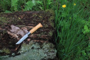 N°08 джобен нож с кания, неръждаема стомана, 8,5 см, "Tradition Luxe", маслина - Opinel