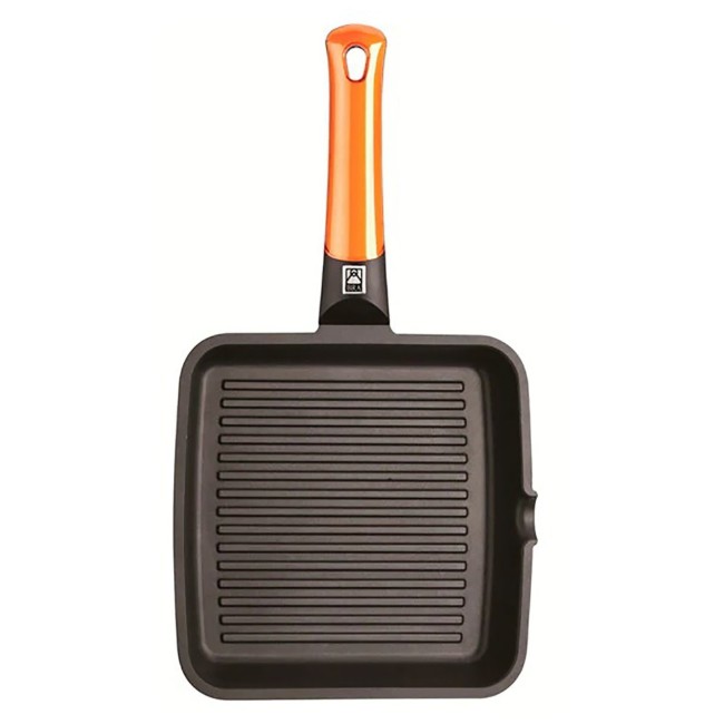 Квадратен грил тиган, алуминий, 28х28 см, "Efficient Orange" - BRA
