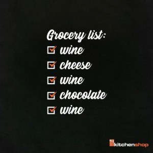 Пазарска чанта "Grocery list: wine, cheese, wine, chocolate, wine"