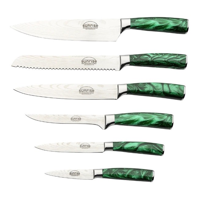 Комплект ножове Rockingham Forge Sunrise от 7 части, Emerald Green - Grunwerg