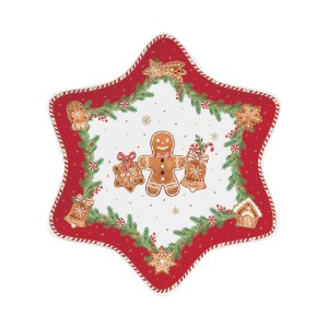 Плато с форма на звезда, порцелан, 22,5 × 22,5 см, "Fancy Gingerbread" - Nuova R2S