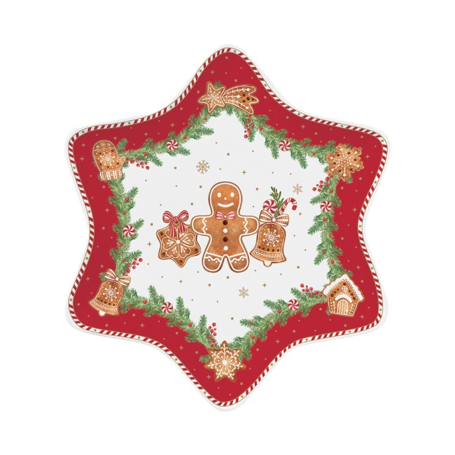 Плато с форма на звезда, порцелан, 22,5 × 22,5 см, "Fancy Gingerbread" - Nuova R2S