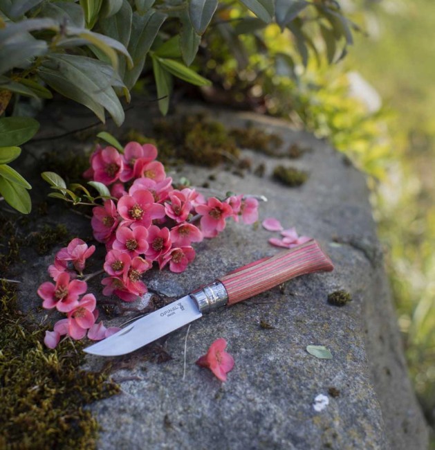 Джобен нож N°08, неръждаема стомана, 8.5см, "Tradition Luxe", Red Birch - Opinel