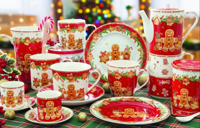 Комплект чайник и 2 чаши, порцелан, "Fancy Gingerbread" - Easy Life
