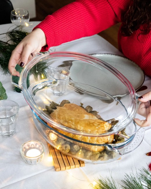 Овален съд с капак, изработен от термоустойчиво стъкло, "Slow Cook", 4,4 л + 1,4 л - Pyrex