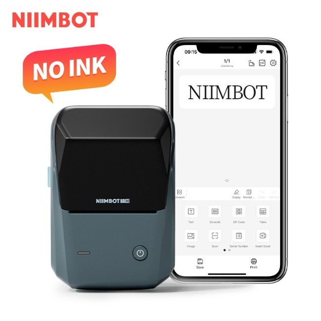 Термоетикетен принтер, преносим, ​​модел B1, Lake Blue - NIIMBOT