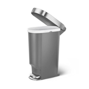 Тънък кош за боклук, с педал, 40 L, пластмаса, сив - simplehuman