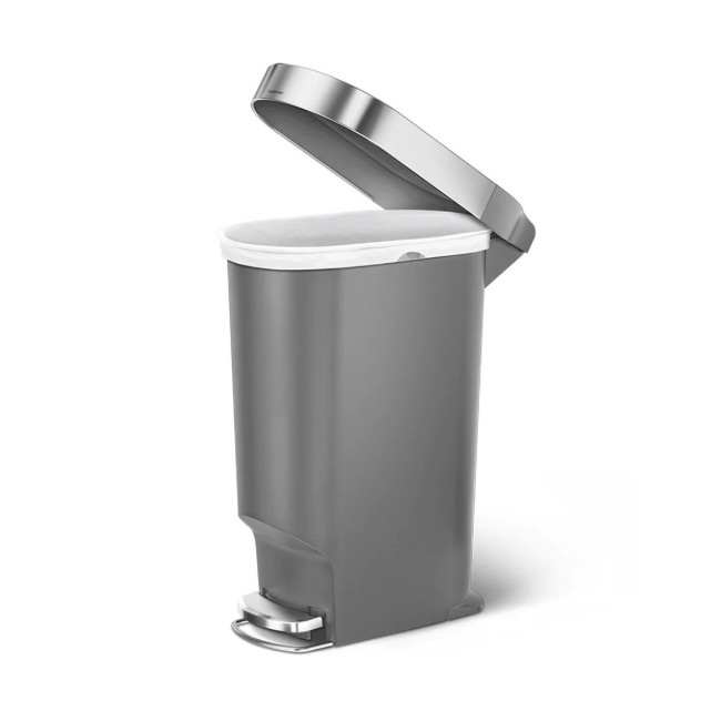 Тънък кош за боклук, с педал, 40 L, пластмаса, сив - simplehuman