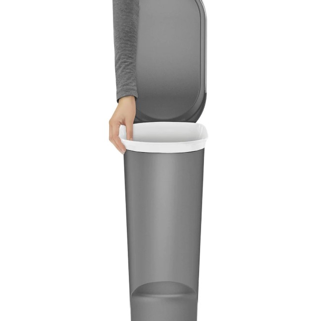 Тънък кош за боклук, с педал, 40 L, пластмаса, сив - simplehuman