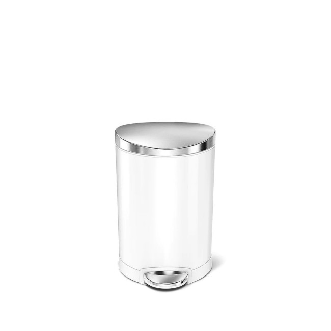 Кошче за боклук с педал, 6 L, неръждаема стомана, Бяло - simplehuman
