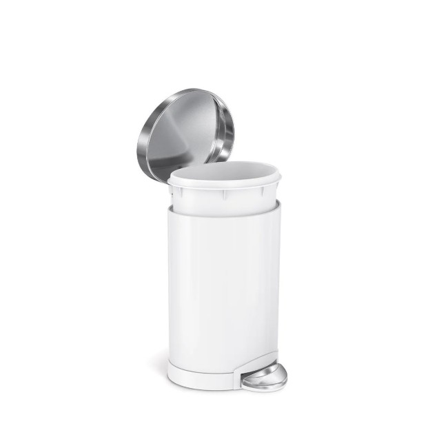 Кошче за боклук с педал, 6 L, неръждаема стомана, Бяло - simplehuman