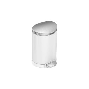 Кошче за боклук с педал, 6 L, неръждаема стомана, Бяло - simplehuman