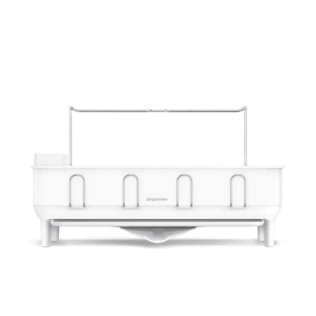 Поставка за съдове, неръждаема стомана, 56,6 × 51,4 × 29,2 см, бяла - simplehuman
