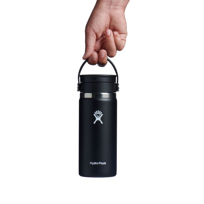 Термоизолираща бутилка, неръждаема стомана, 470 мл, "Wide Sip", черна - Hydro Flask