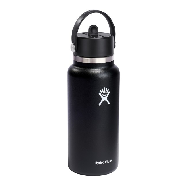 Термоизолираща бутилка, неръждаема стомана, 950 мл, "Wide Straw", черна - Hydro Flask