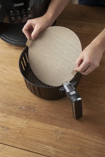 Комплект от 2 кръгли незалепващи защитни листа за AirFryer, фибростъкло, 23,5/25,5 см - NoStik