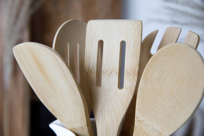 Комплект прибори от 5 части, 36 см, бамбук, "Natural Elements" - Kitchen Craft