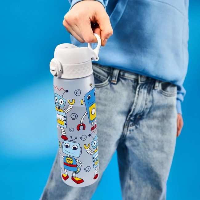 Детска бутилка за вода "Slim", recyclon™, 500 ml, Robots - Ion8