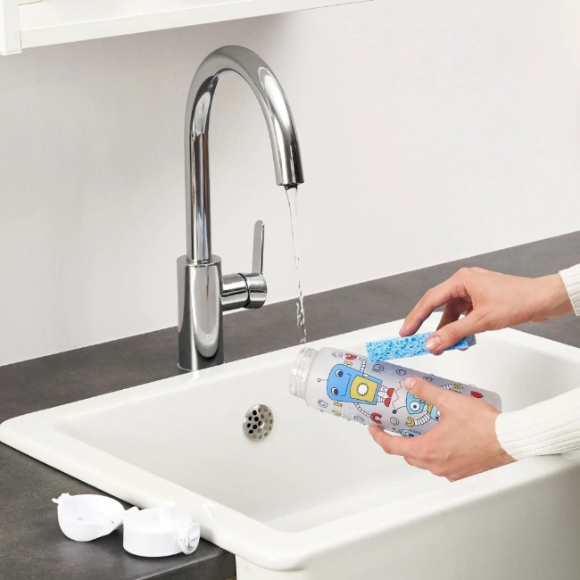 Детска бутилка за вода "Slim", recyclon™, 500 ml, Robots - Ion8