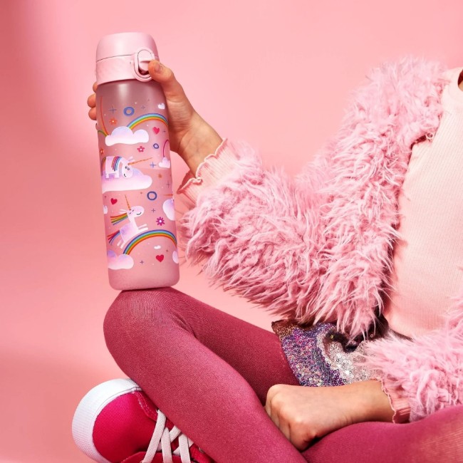 Детска бутилка за вода "Slim", recyclon™, 500 ml, Unicorn Rainbows - Ion8