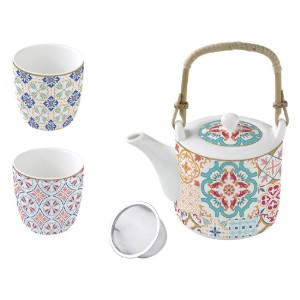 Порцеланов чайник, 600 ml, с инфузер и 2 чаши, "Siracusa" - Easy Life