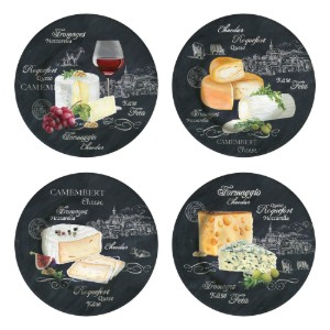 Комплект 4 чиния за сервиране на сирене, порцелан, 19 см, "World of Cheese" - Easy Life