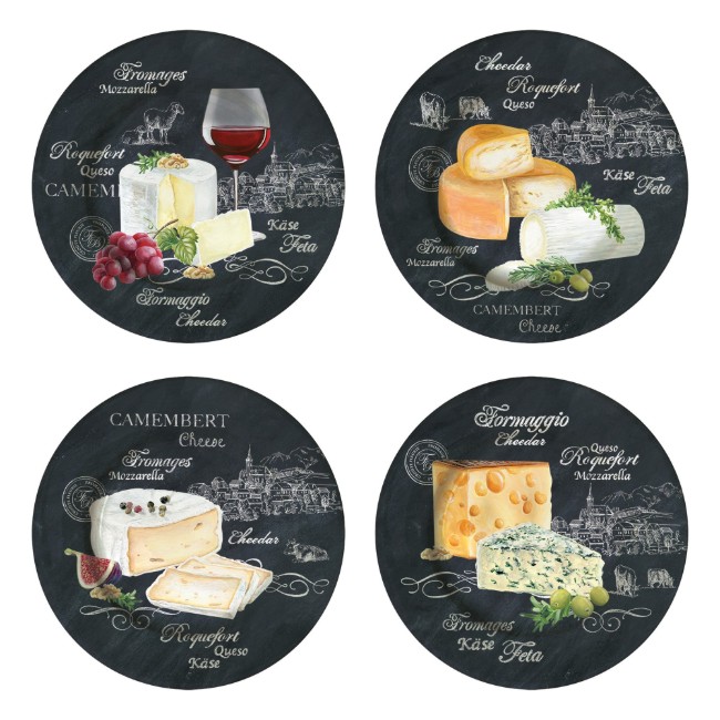 Комплект 4 чиния за сервиране на сирене, порцелан, 19 см, "World of Cheese" - Easy Life
