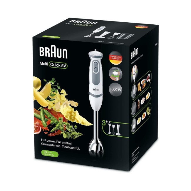 Ръчен пасатор MQ5207WH, 1000W, "MultiQuick 5 Vario", бял - Braun