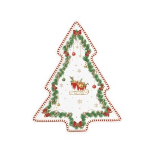 Порцеланово плато във формата на коледно дърво, 25,5 x 20,5 см, "Magie de Noel" - Easy Life