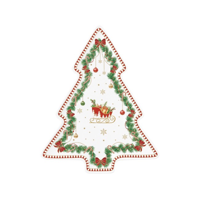 Порцеланово плато във формата на коледно дърво, 25,5 x 20,5 см, "Magie de Noel" - Easy Life