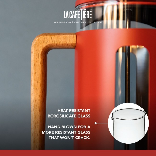 Кафемашина, изработена от боросиликатно стъкло, 350 мл, "Pisa", червена - La Cafetiere