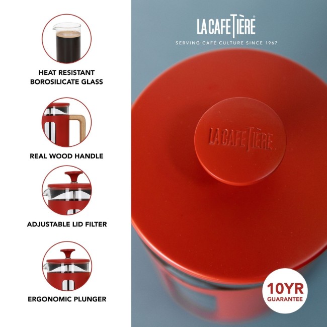 Кафемашина, изработена от боросиликатно стъкло, 350 мл, "Pisa", червена - La Cafetiere