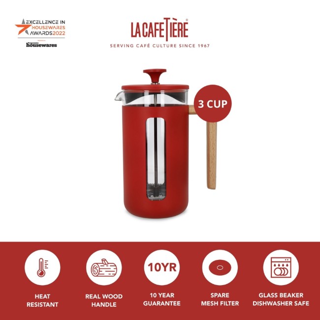 Кафемашина, изработена от боросиликатно стъкло, 350 мл, "Pisa", червена - La Cafetiere