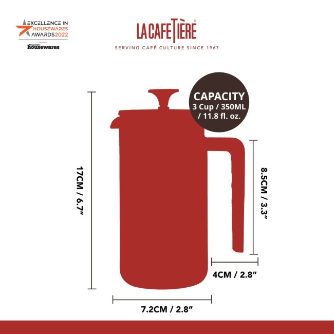 Кафемашина, изработена от боросиликатно стъкло, 350 мл, "Pisa", червена - La Cafetiere