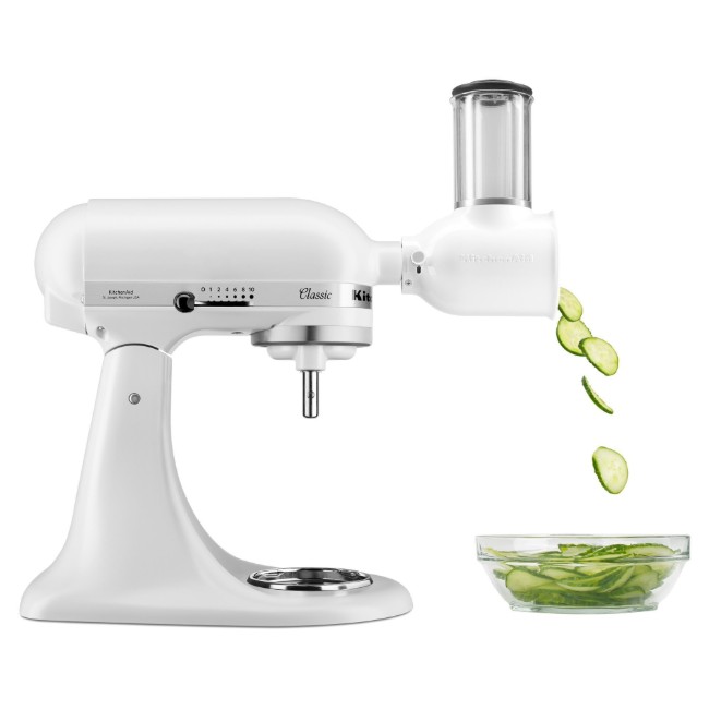 Стоящ миксер с купа, 4,3 л, с аксесоар за нарязване, Classic, Matte White - KitchenAid