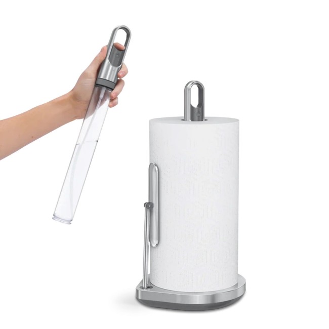 Поставка за хартиени кърпи с включен спрей, 38,1 см, Brushed - simplehuman
