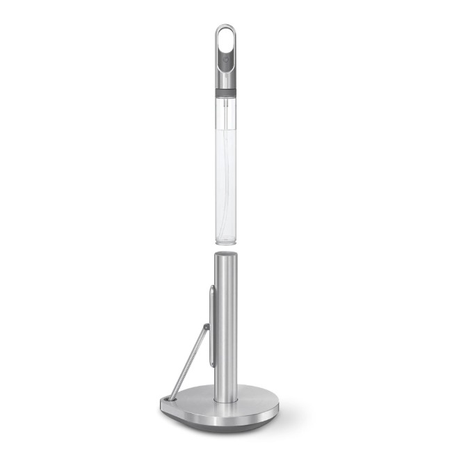 Поставка за хартиени кърпи с включен спрей, 38,1 см, Brushed - simplehuman