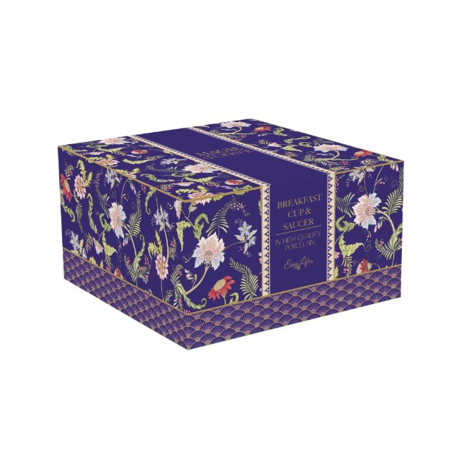 Чаша с чинийка, порцелан, 400мл, "Magie D'Orient Purple" - Nuova R2S