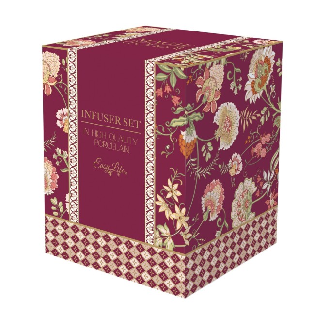 Чаша с инфузер и капак, порцелан, 350 мл, "Magie D'Orient Burgundy" - Nuova R2S