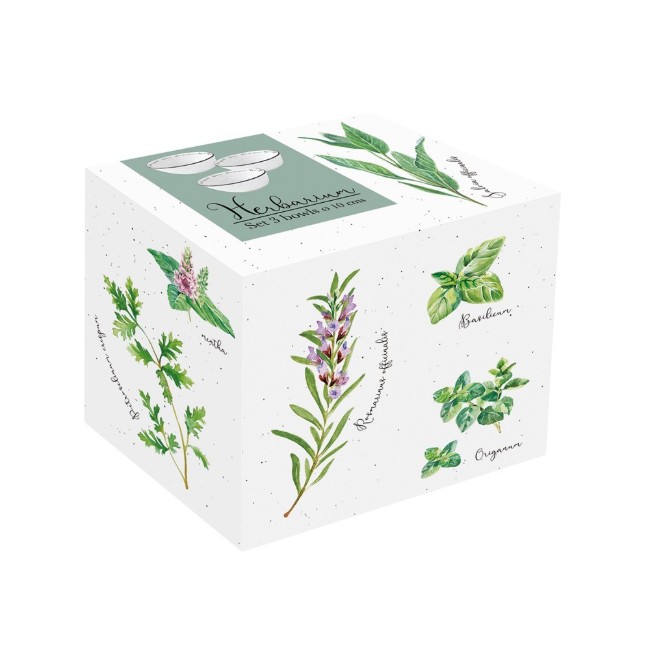 Комплект от 3 порцеланови купи, 10 см, "Herbarium" - Nuova R2S