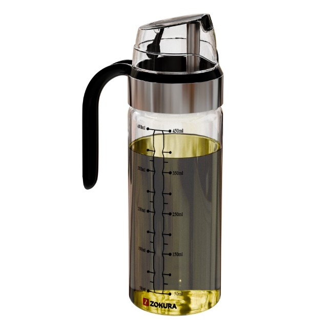 Бутилка диспенсър с автоматична капачка, боросиликатно стъкло, 450 ml - Zokura