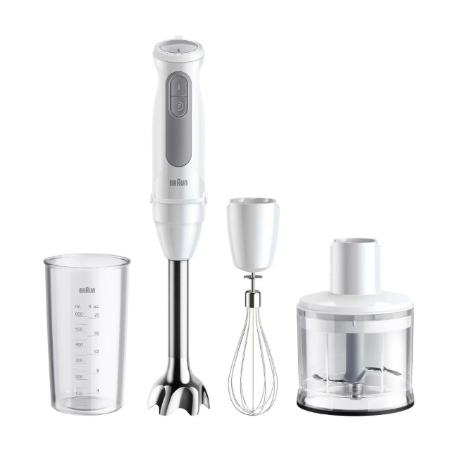 Ръчен пасатор "MultiQuick 5", 4 аксесоара, 1000 W, бял - Braun