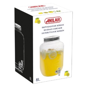 Дозатор за напитки, с кран, стъклен, 8 л - Anilar