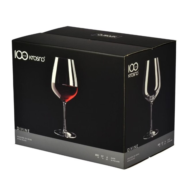 Комплект от 6 чаши за вино Pinot Noir, кристално стъкло, 810 мл, "Divine" - Krosno